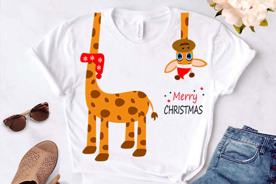Download Cute Giraffe Christmas Clipart Svg File Card T Shirt Design This F By Lillyarts Thehungryjpeg Com