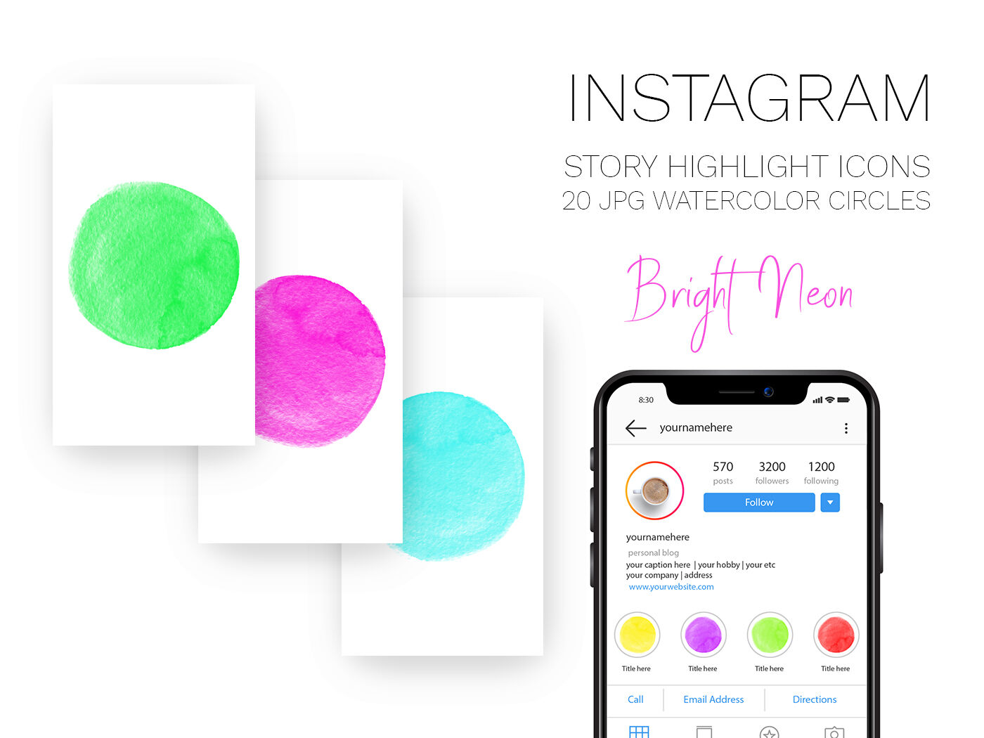 Bright Neon Colors Instagram Story Highlight Cover By Sweetreniegraphics Thehungryjpeg Com