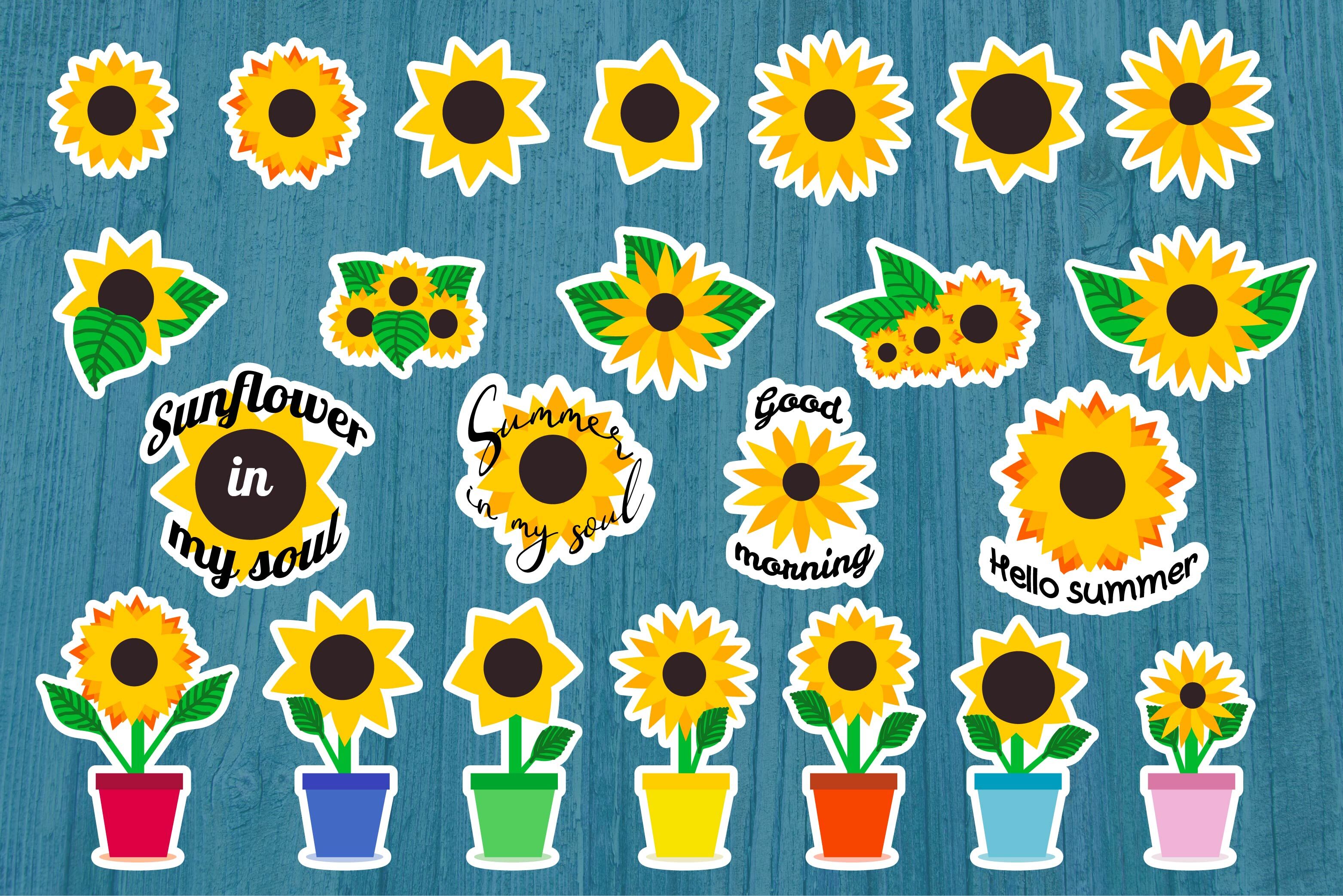 Download Sunflower Stickers Bundle Sunflower Svg Png Eps Files By Ok Design Thehungryjpeg Com