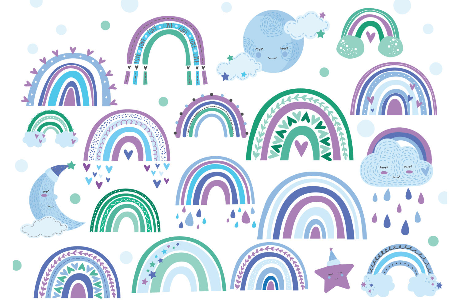 Download Rainbow Clipart Rainbow Svg Rainbow Svg Vector Rainbow Clip Art Set Co By Sashaauzashop Thehungryjpeg Com