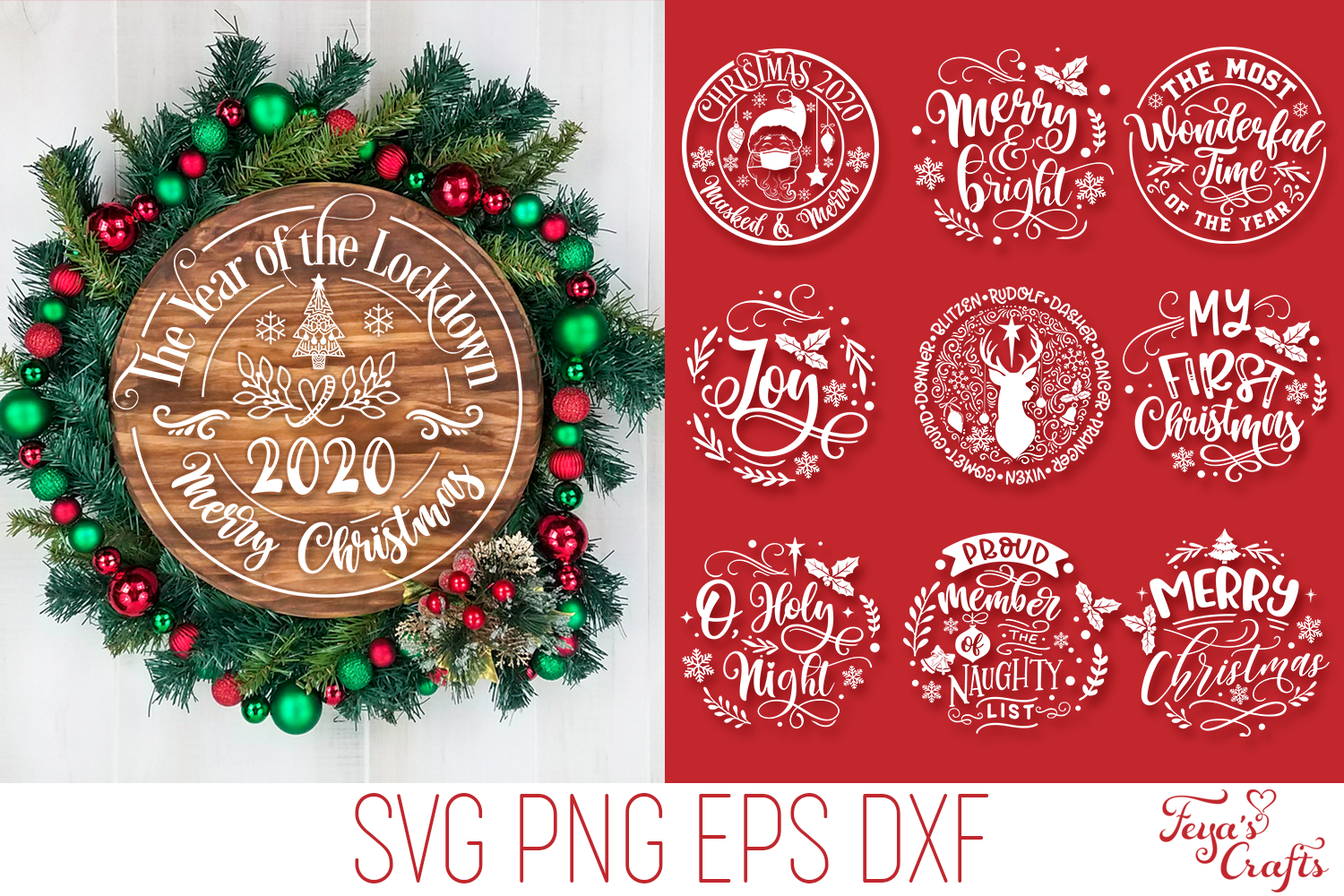 Round Christmas Ornaments SVG Pack | Round Sign SVG Cricut By Anastasia