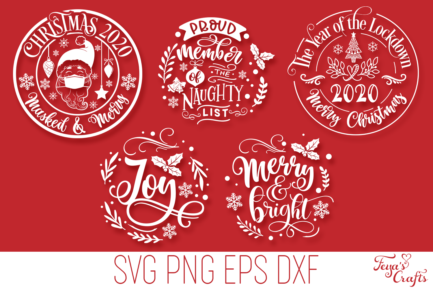Round Christmas Ornaments SVG Pack | Round Sign SVG Cricut By Anastasia