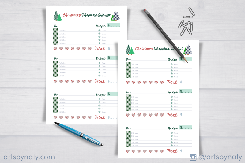 Download Plaid Christmas Shopping Gift List Planner Inserts Or Kdp Interior By Artsbynaty Thehungryjpeg Com