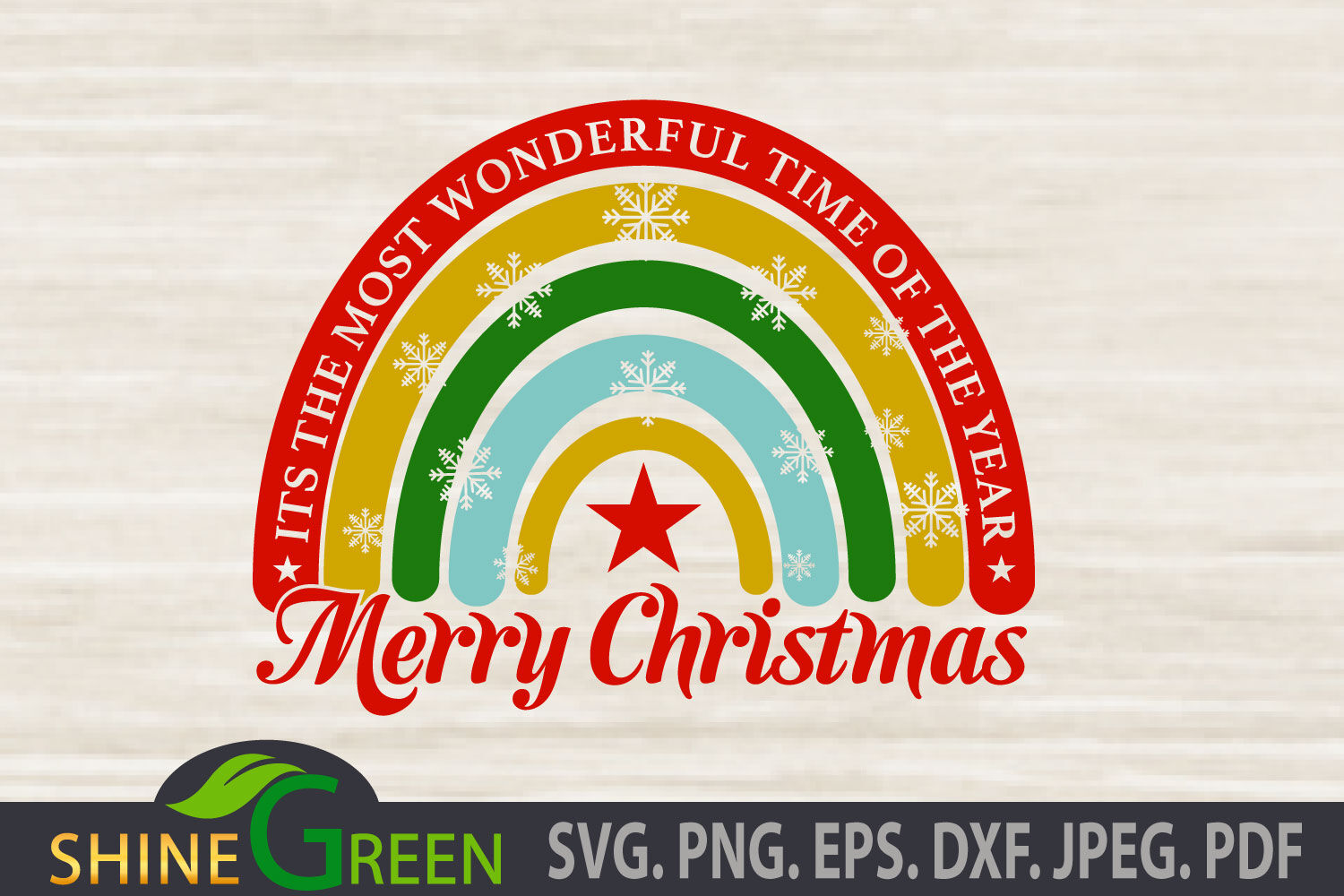 Merry Christmas SVG Rainbow DXF Cut File By ShineGreenArt | TheHungryJPEG