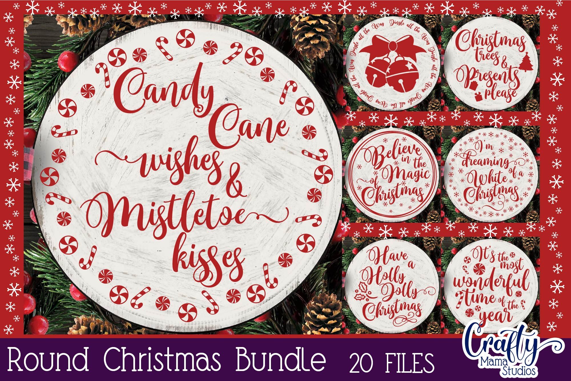 Christmas Svg Bundle, Merry Christmas, Round Sign Christmas By Crafty Mama Studios