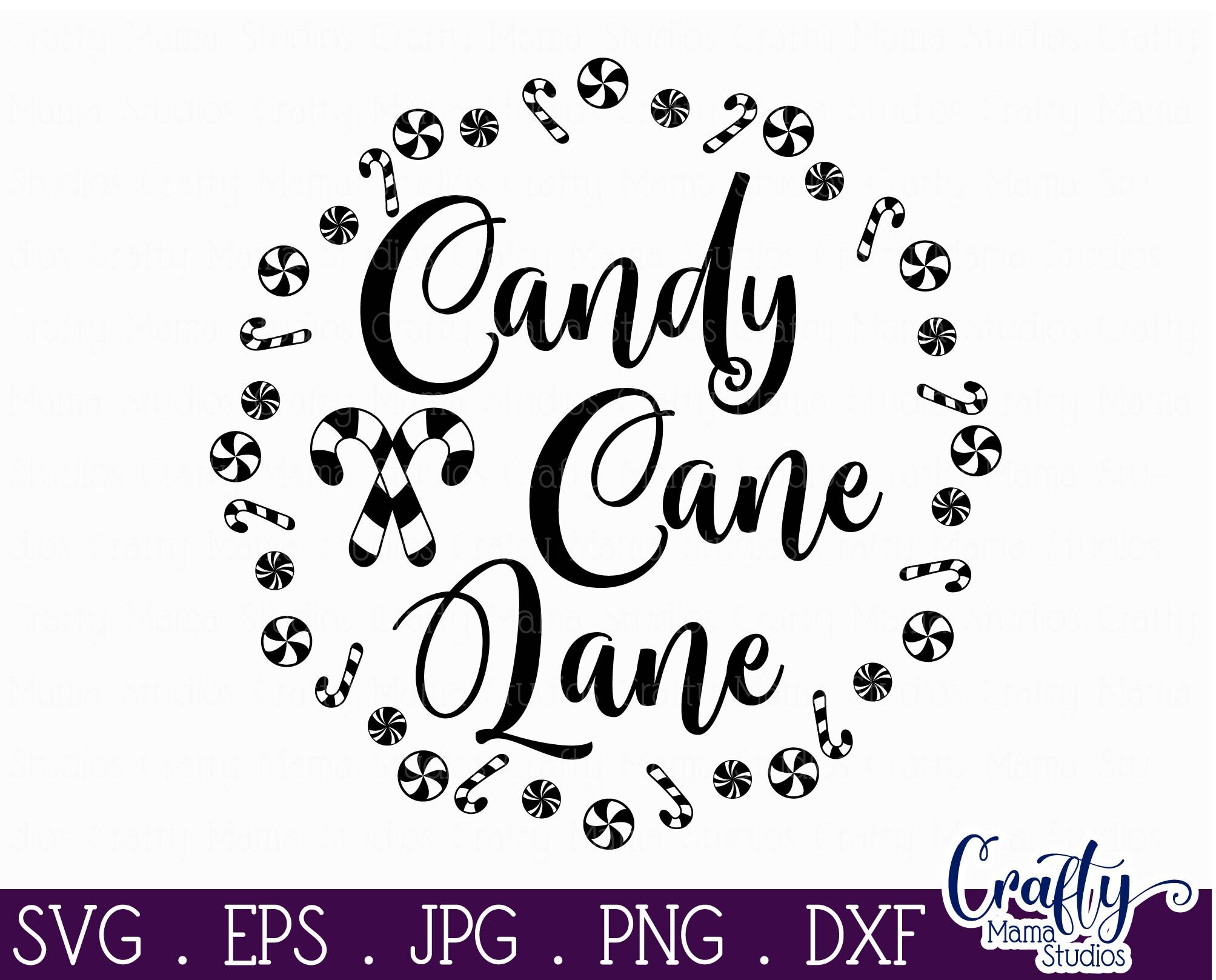 Christmas Svg, Candy Cane Lane, Round Sign Cut File By Crafty Mama