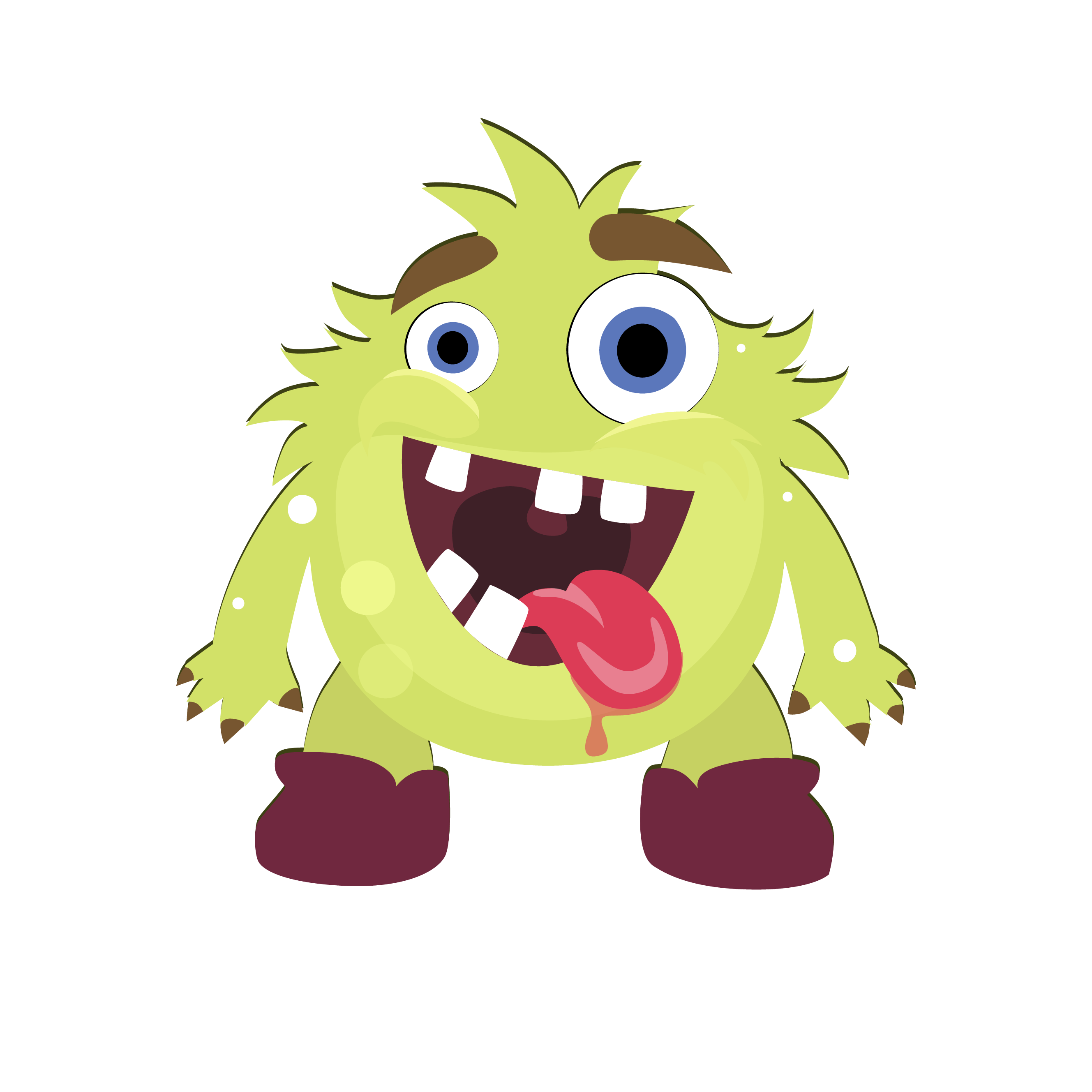 Green monster with big red tongue on white Vector Image