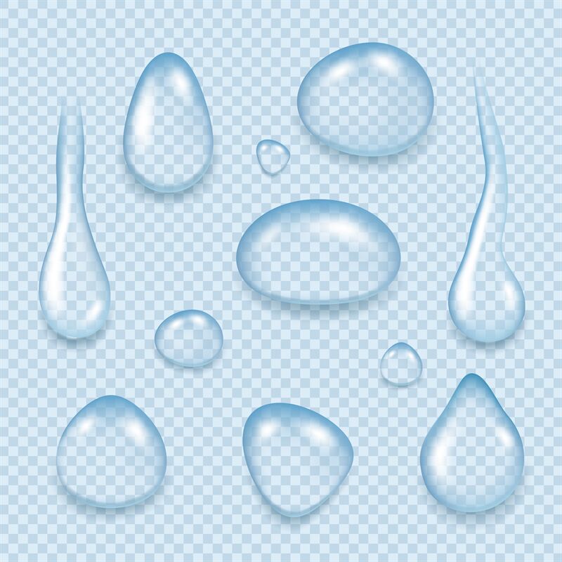 Water Drops. Aqua Fresh Liquid Transparent Splashes Clean Realistic Dr 