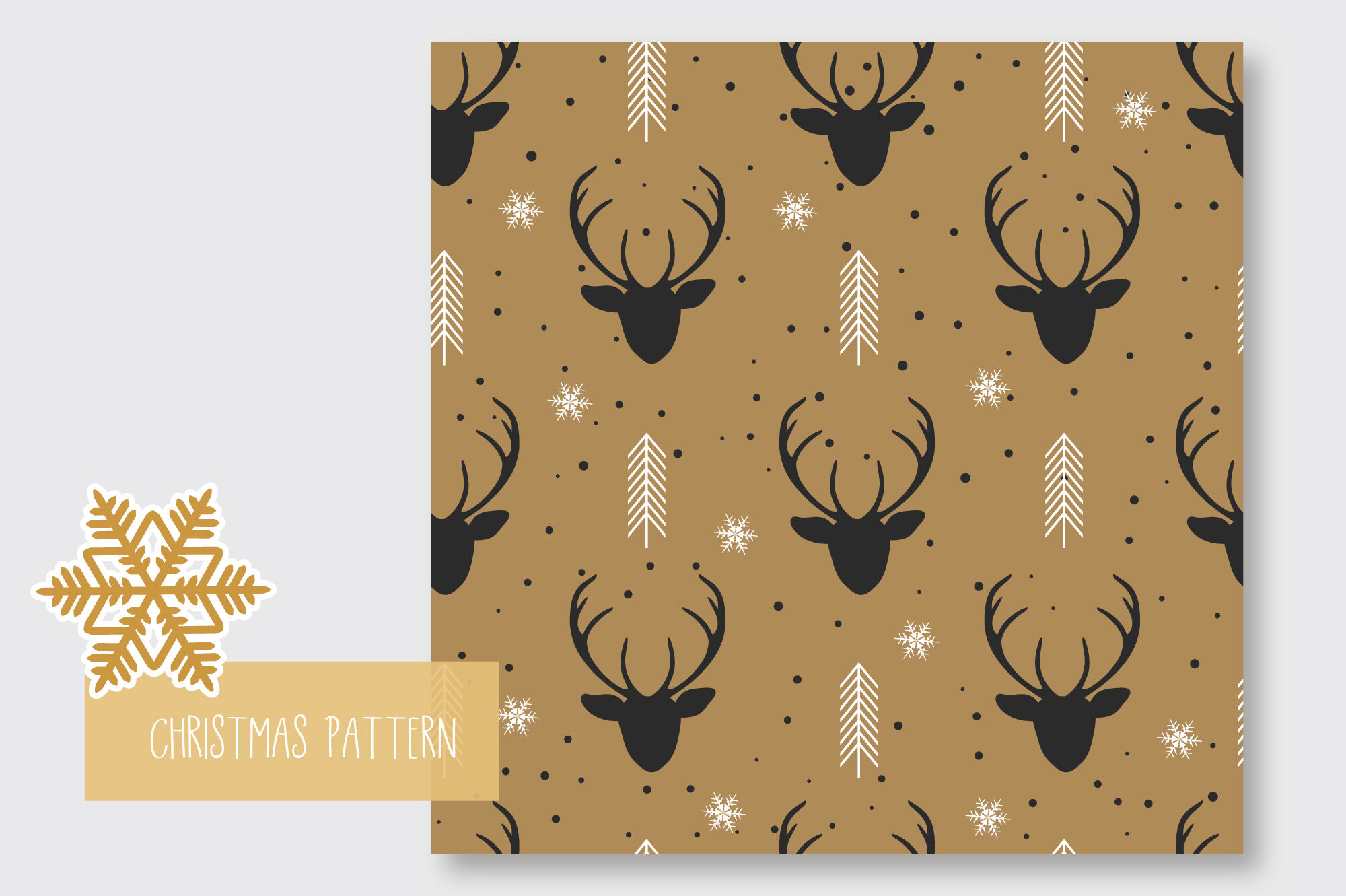 Christmas Reindeer Seamless Pattern By JANNTA | TheHungryJPEG