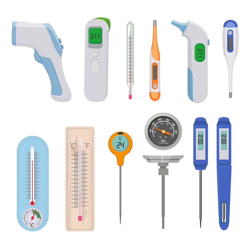 Thermometers. Difference hot and cold temperature measure counters ind ...