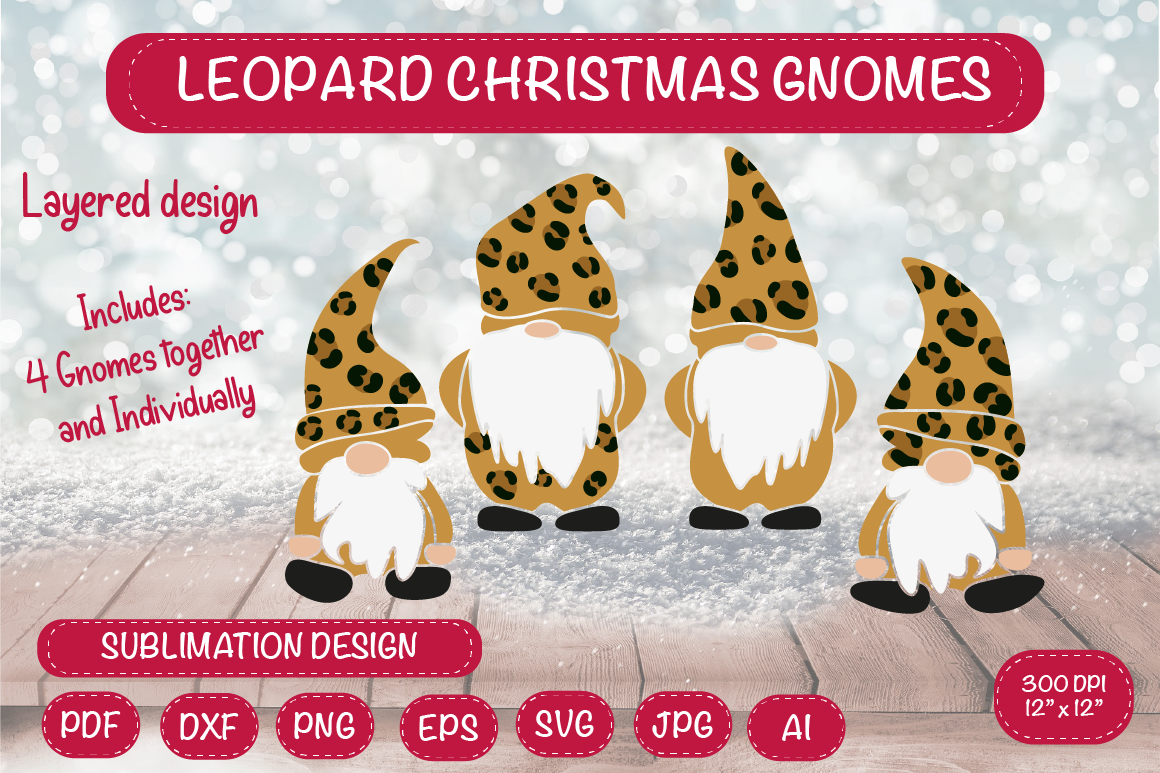 Download Leopard Christmas Gnomes Gnome Svg By Createya Design Thehungryjpeg Com PSD Mockup Templates