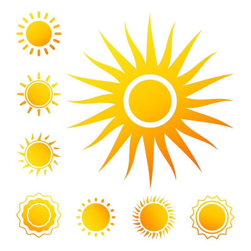 Colorful vector sun icons isolated on white background By ...