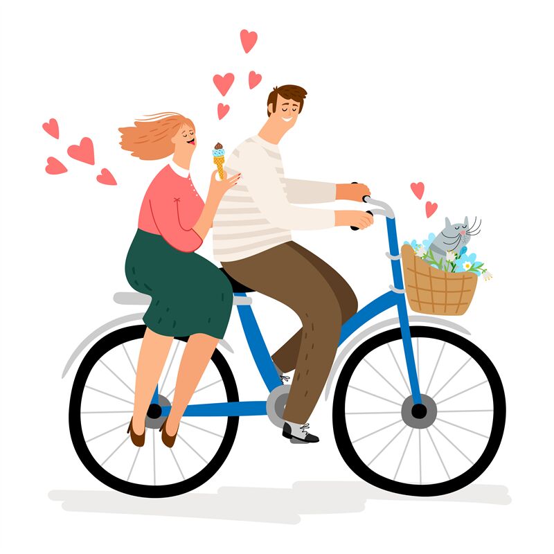 Couple in love riding bicycle vector illustration. Cartoon characters By  SmartStartStocker | TheHungryJPEG