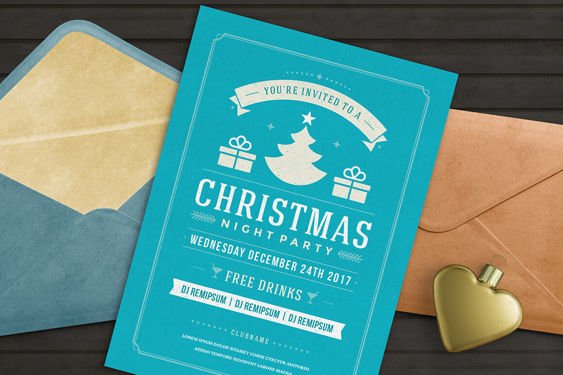 Christmas Party Invitation Flyer By Vasya Kobelev | TheHungryJPEG