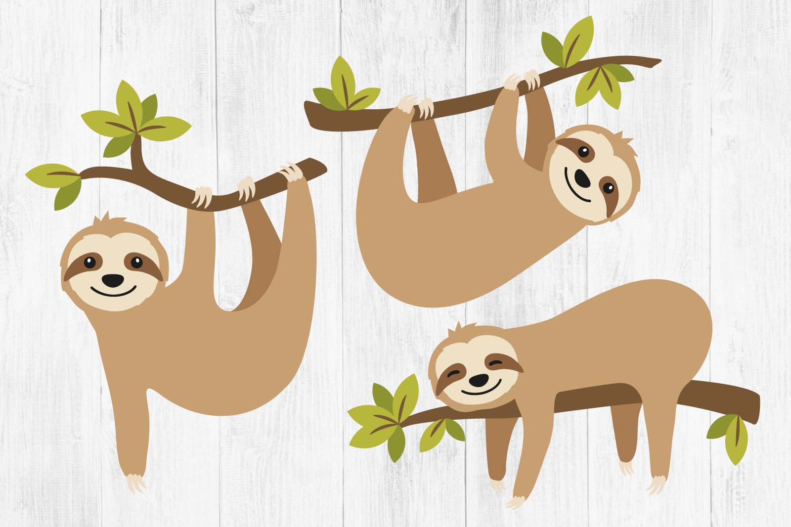 Sloth Clipart Sloth Svgs Cute Sloths Dxf Eps Png By Twingenuity Graphics Thehungryjpeg