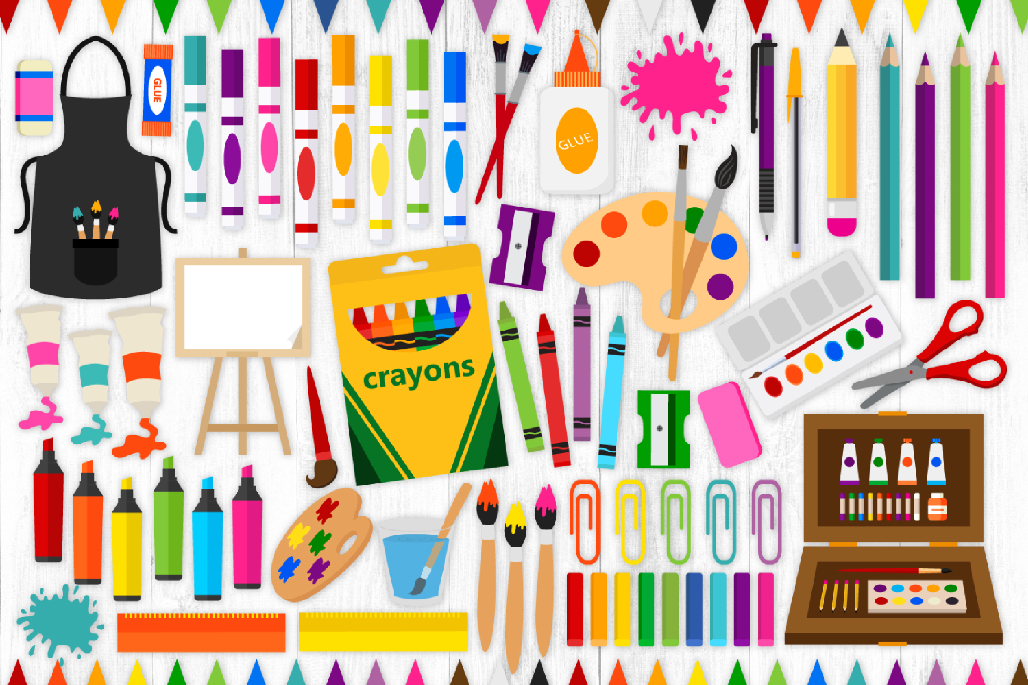 Watercolor Crayons Digital Clip Art Set Instant Download -  Norway