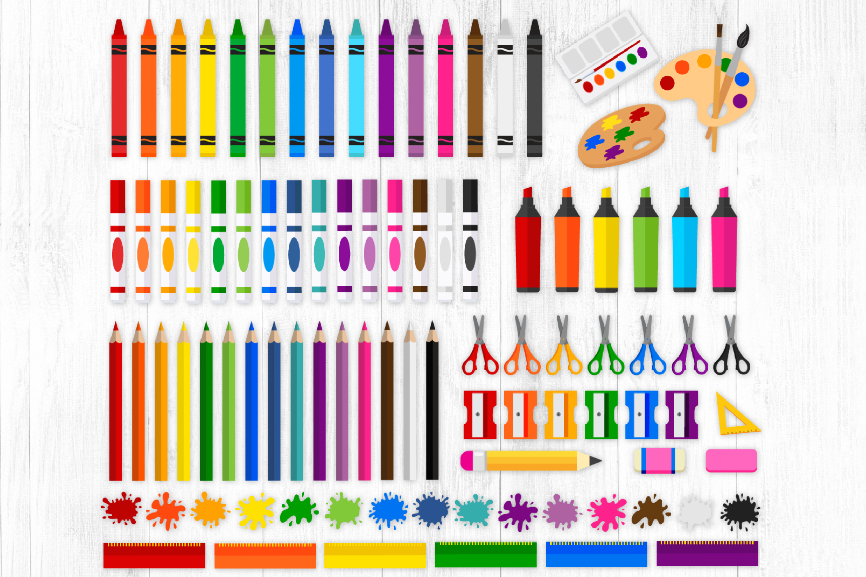 Art Supplies Clipart, Markers, Pencils, Crayons, Paint, School, PNG By  Twingenuity Graphics