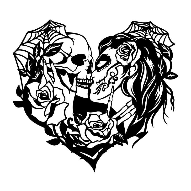 Download Paper Cutting Template, Calavera, sugar skull kissing with ...