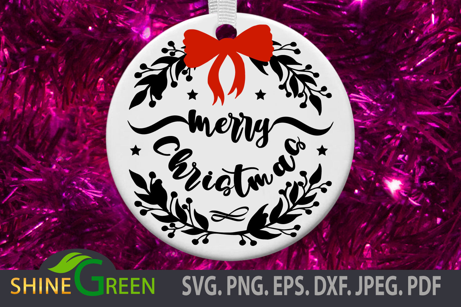 Christmas Ornament Bundle Monogram Round SVG File
