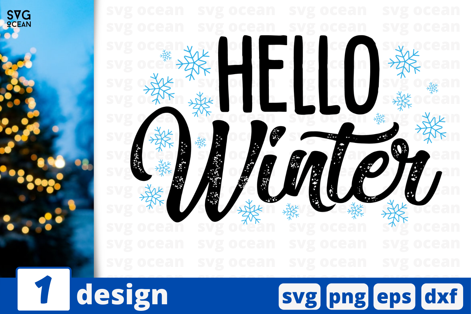 Hello winter, Christmas Quote By SvgOcean | TheHungryJPEG