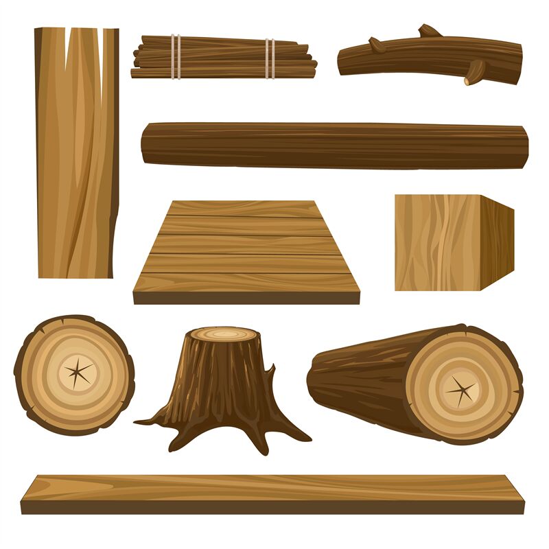 Cartoon wood logs and timber By vectortatu | TheHungryJPEG