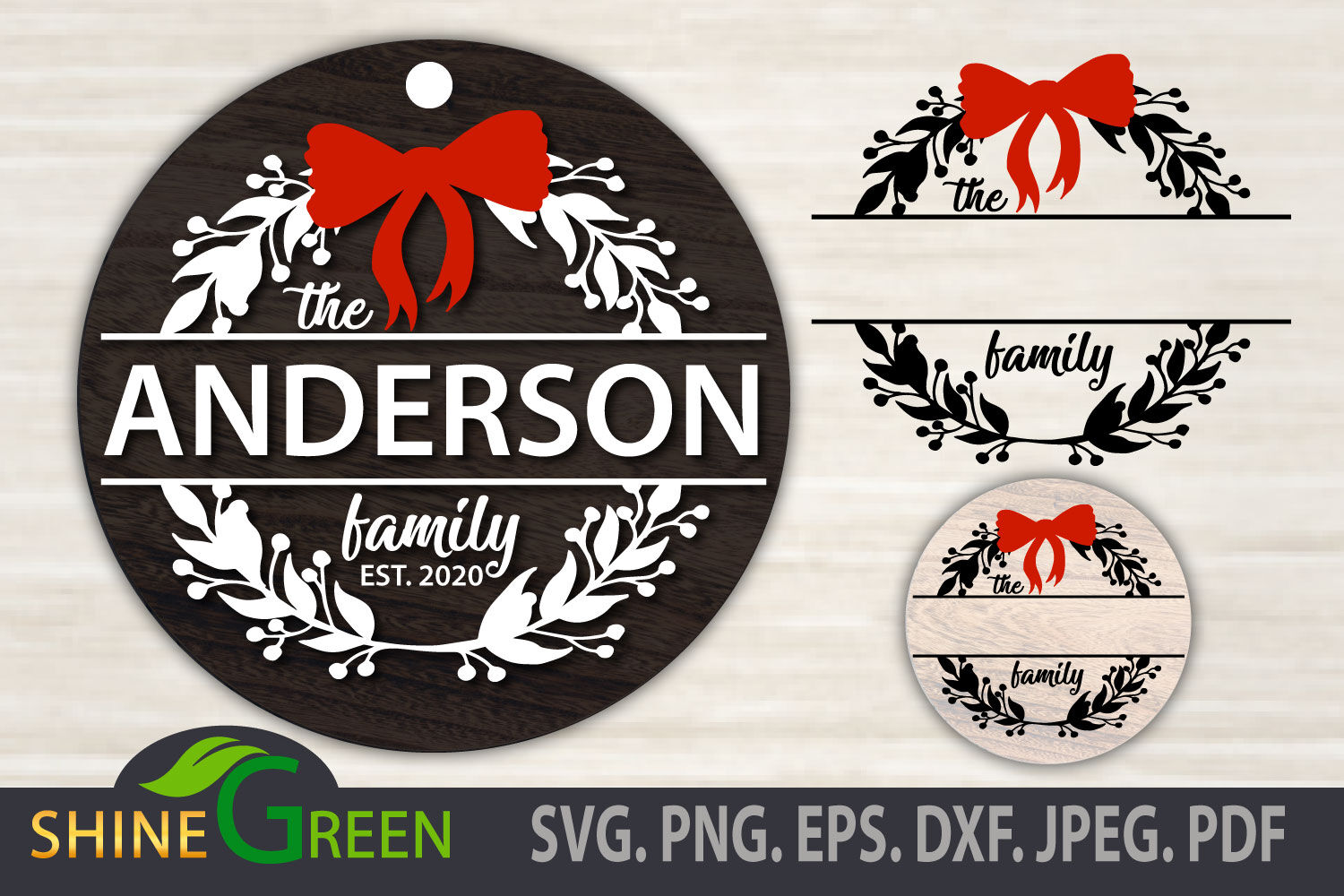 Family Monogram SVG - Christmas Floral Frame Round Sign By