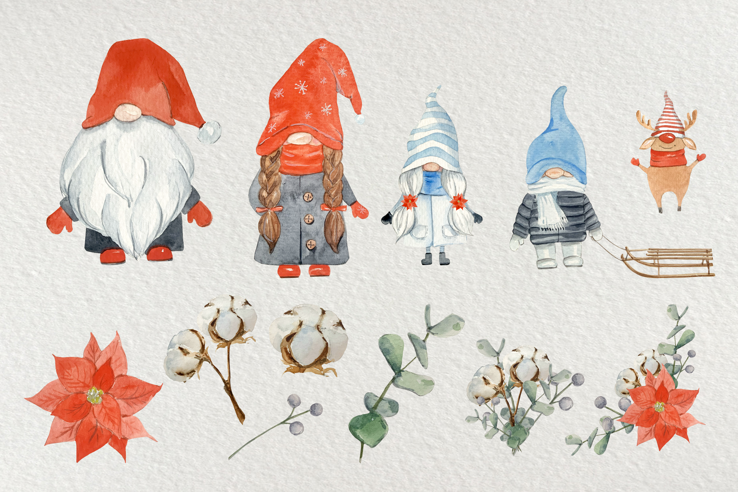 Girl Gnomes Watercolor Clip Art Set Graphic by tatibordiu · Creative Fabrica