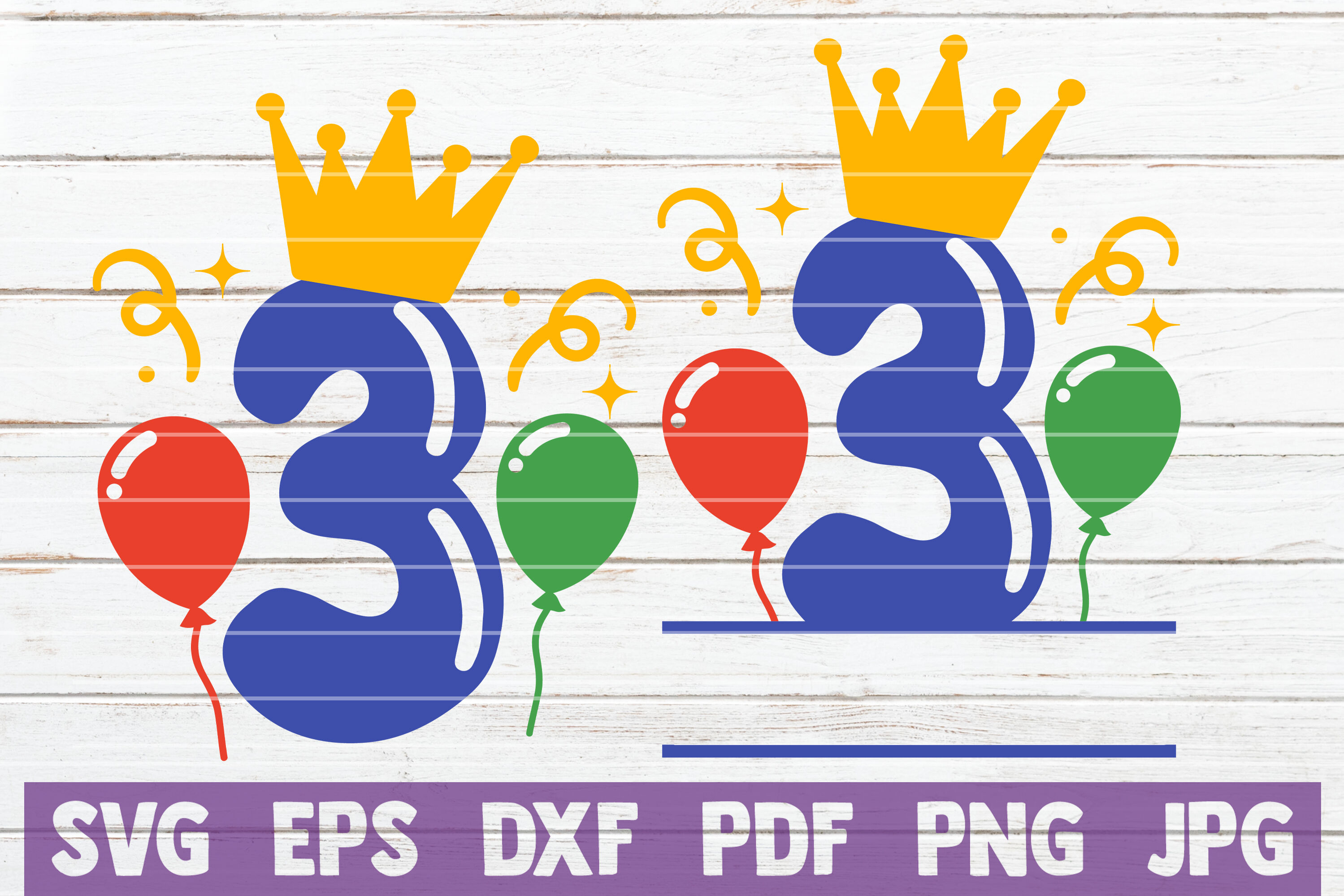 Download Birthday Balloons No 3 Svg Cut File By Mintymarshmallows Thehungryjpeg Com