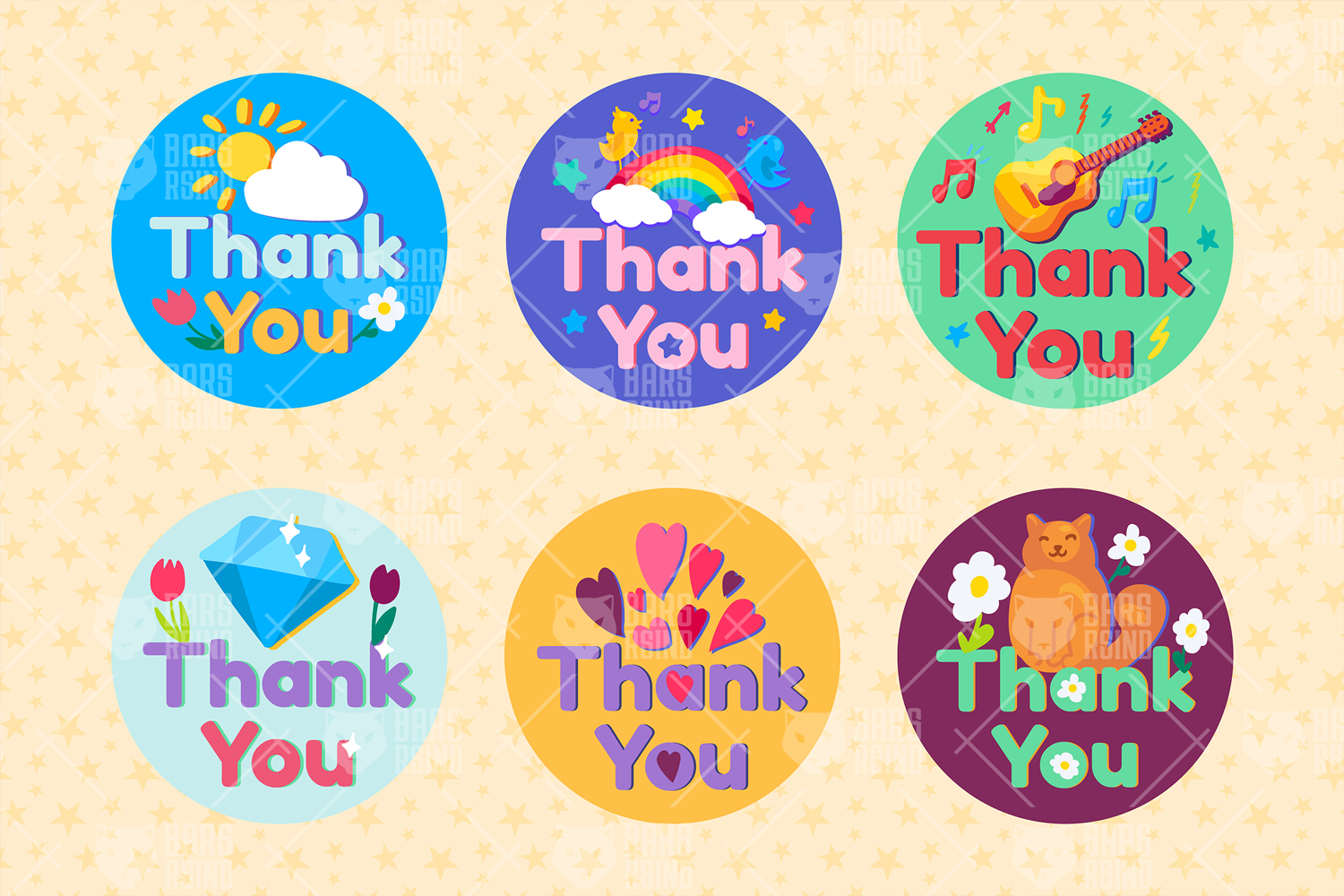 Thank You Stickers Set By Barsrsind Shop