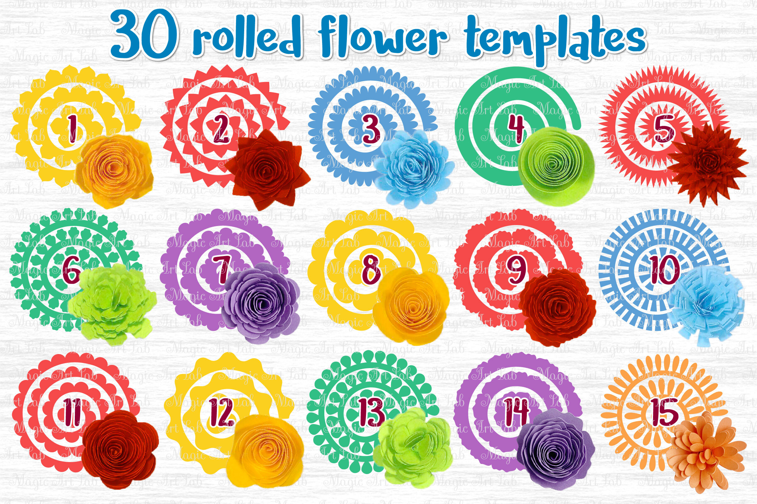 Paper flowers svg, Rolled Flower svg, 3d flower svg By MagicArtLab