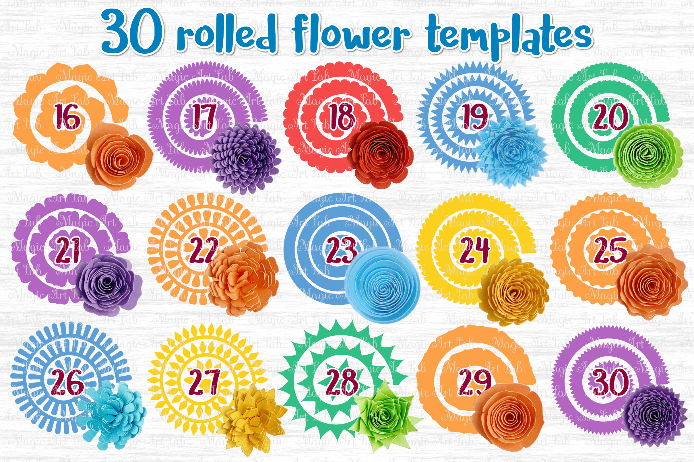 Paper flowers svg, Rolled Flower svg, 3d flower svg By MagicArtLab