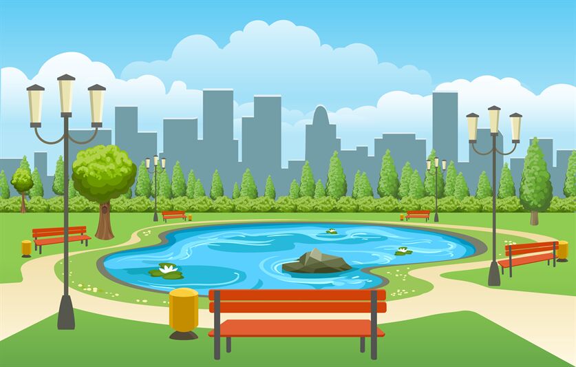 Public park pond By vectortatu | TheHungryJPEG