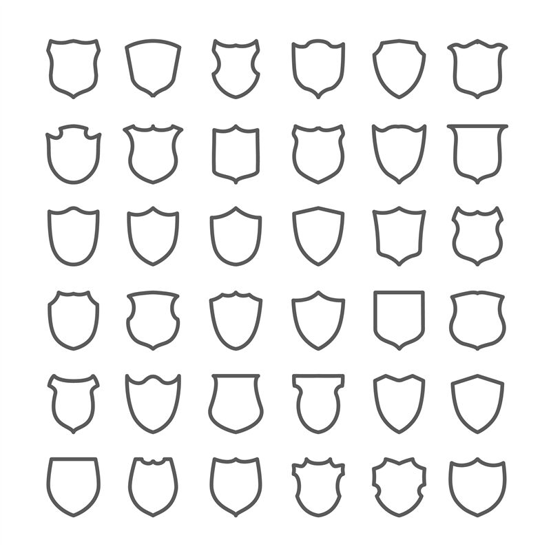 Outline shield shapes By vectortatu