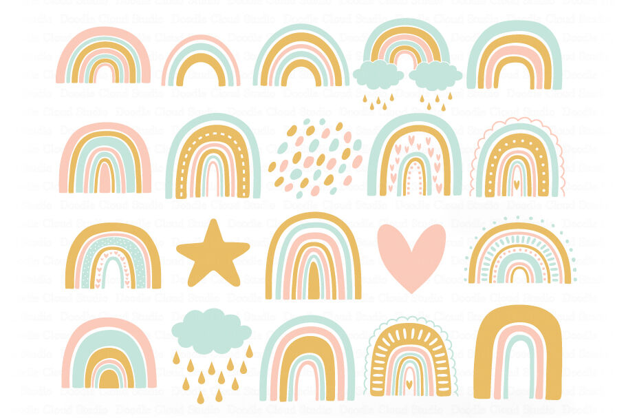 Rainbow SVG, Rainbows Pastel SVG Cut Files, Boho Rainbow, Cute Rainbow
