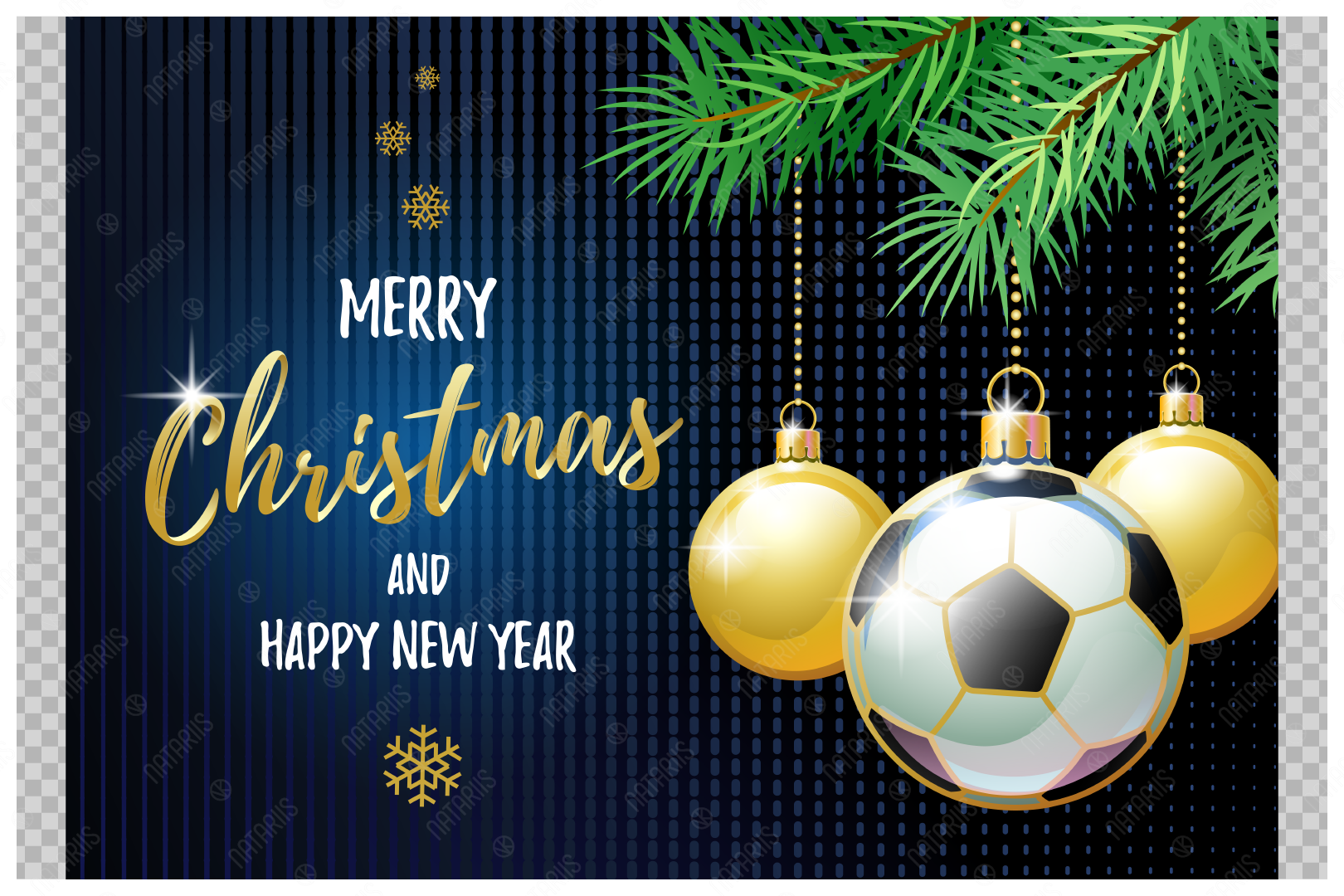 Merry Christmas and Happy New Year. Soccer. By Natariis Studio