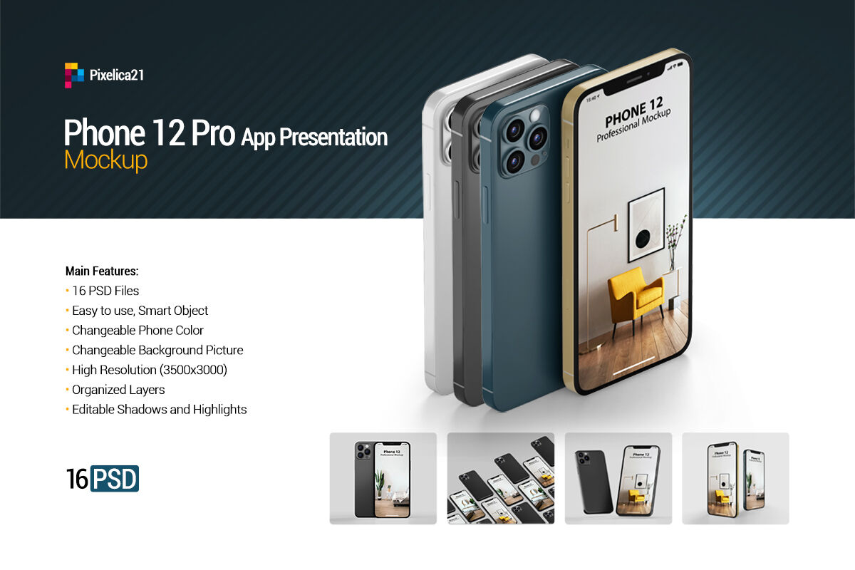 Download iPhone 12 Pro - App Presentation Mockup By Pixelica21 ...
