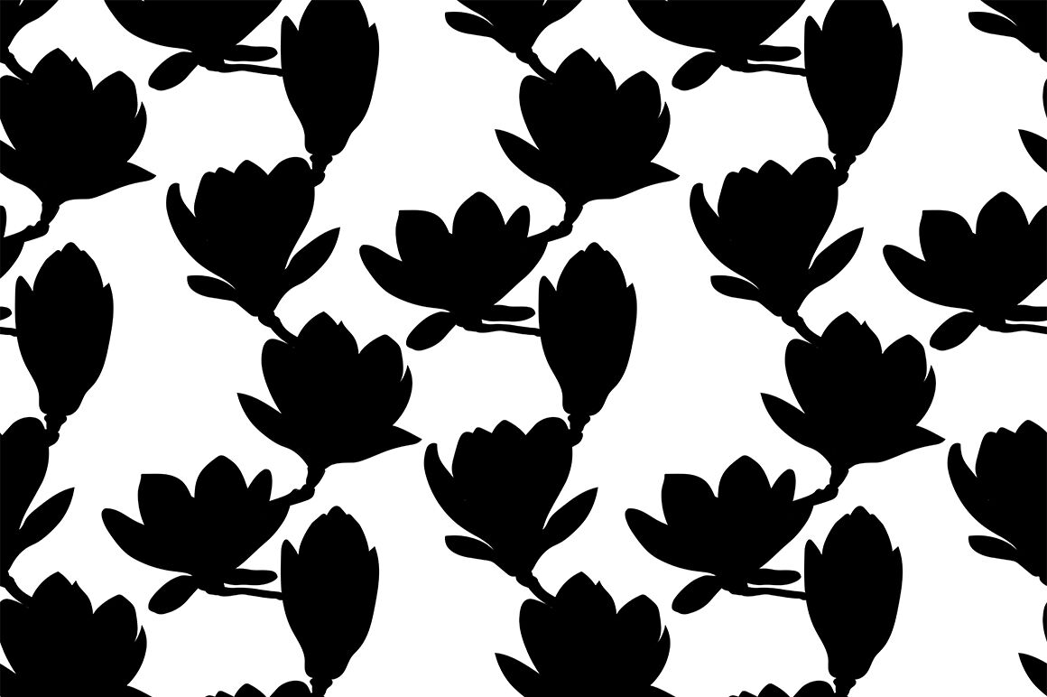 Magnolia silhouettes pattern. Magnolia flowers vector ...