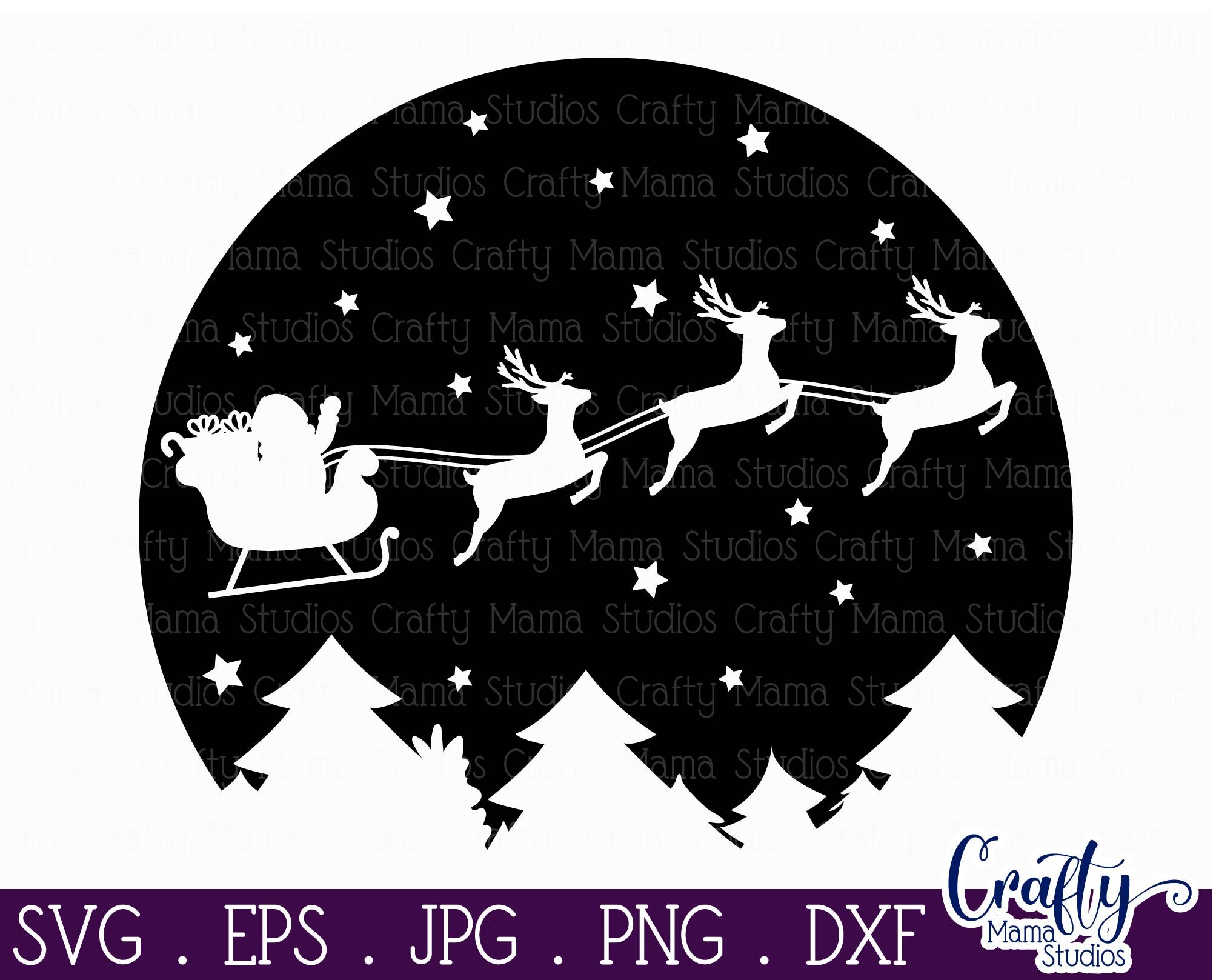 Download Christmas Svg Merry Christmas Santa On Sleigh Silhouette By Crafty Mama Studios Thehungryjpeg Com