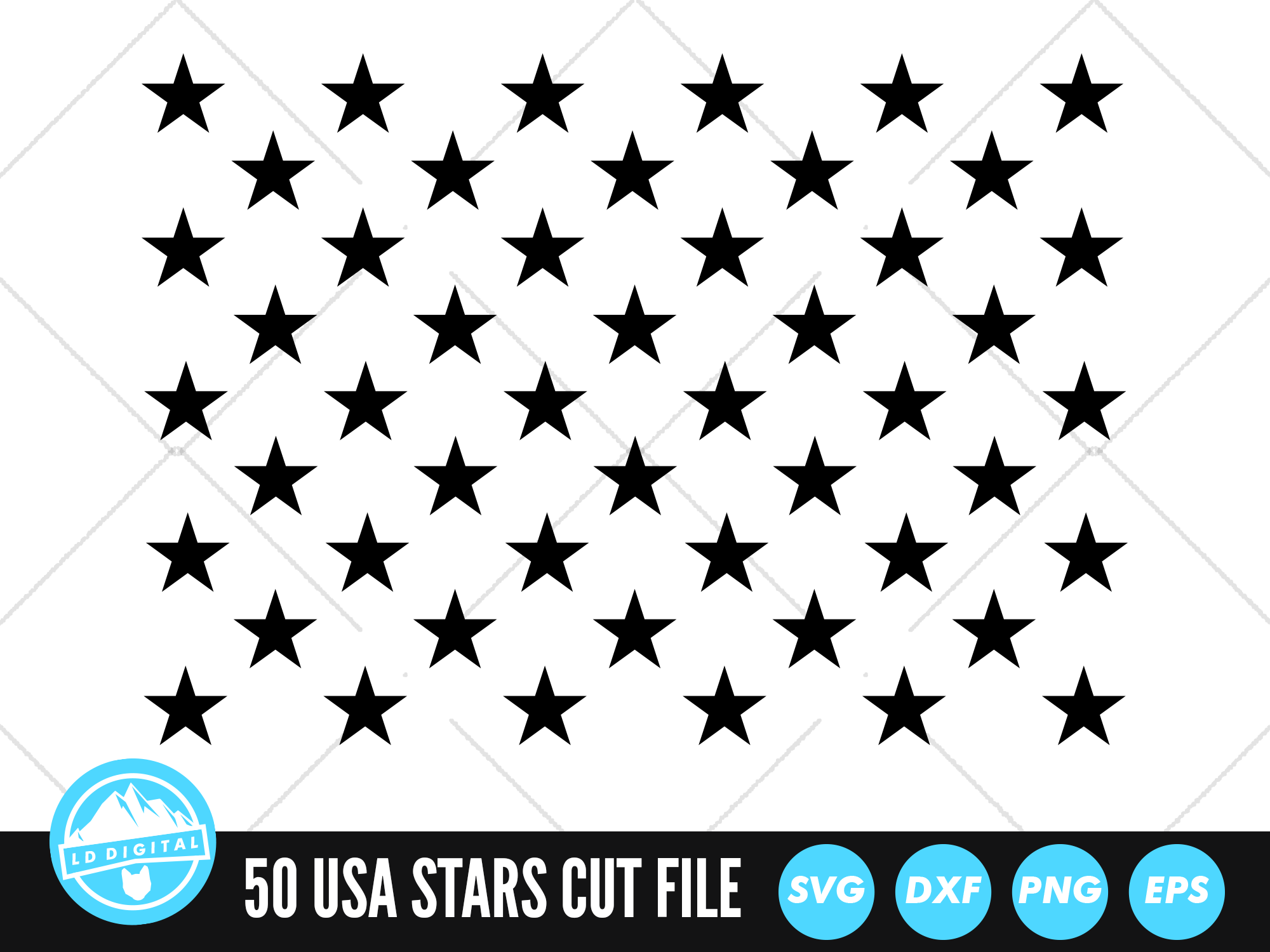 50 Stars Svg, American Flag Starts Svg, United States of America