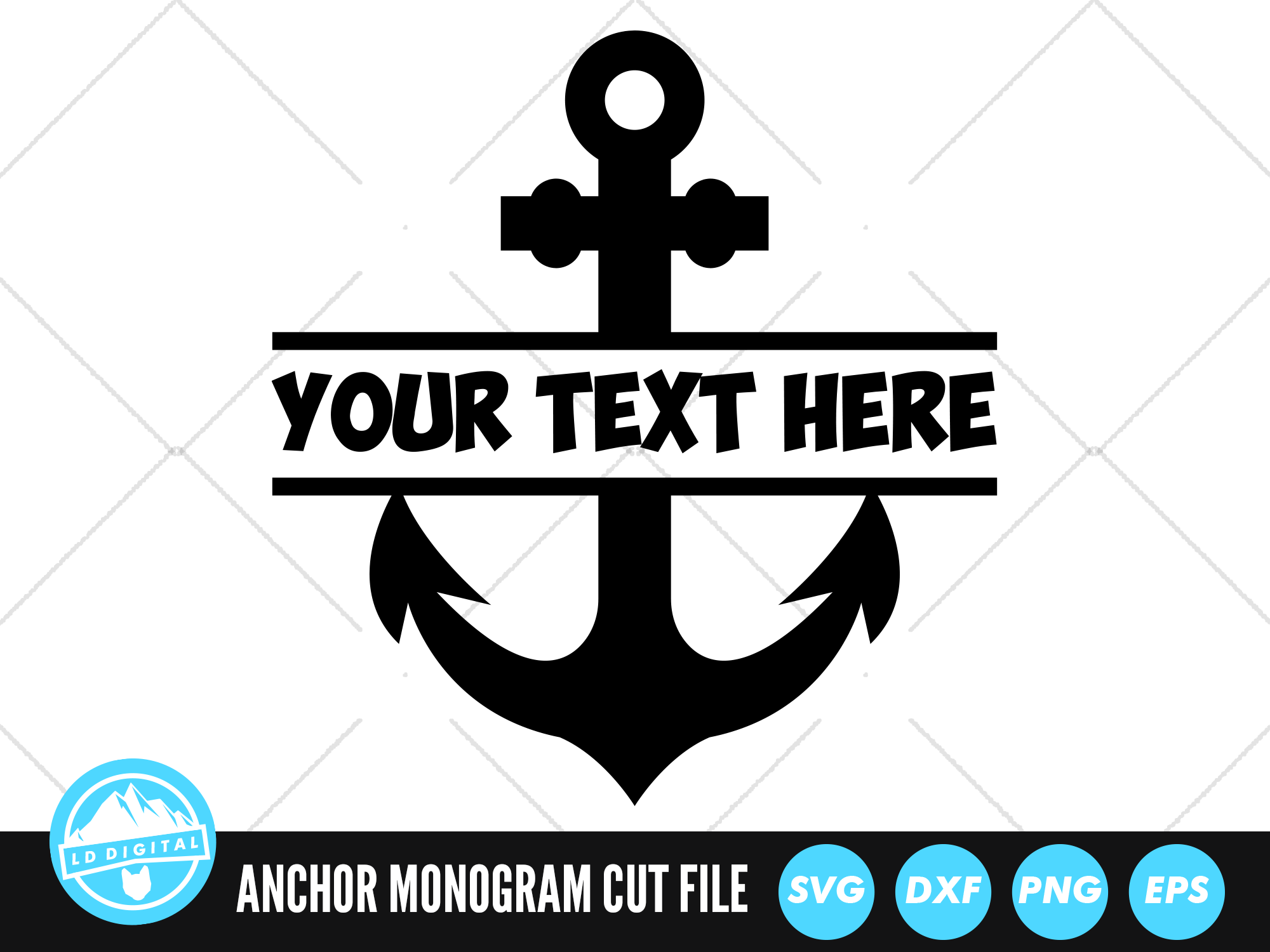 Anchor Split Name Frame SVG Files | Anchor Monogram Cut Files By LD