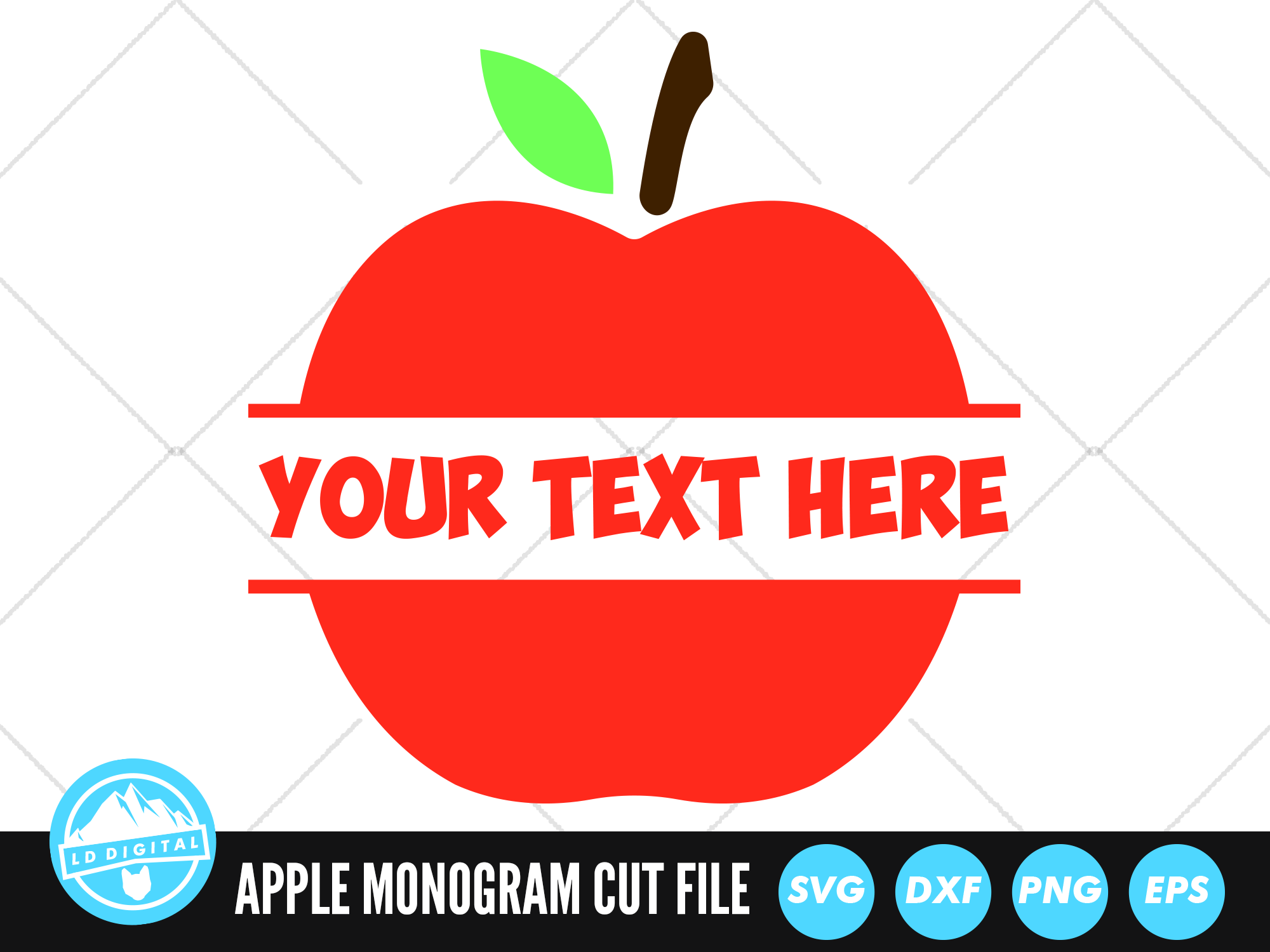 Download Apple Monogram SVG | Split Apple Monogram | Apple Name Frame | Svg By LD Digital | TheHungryJPEG.com