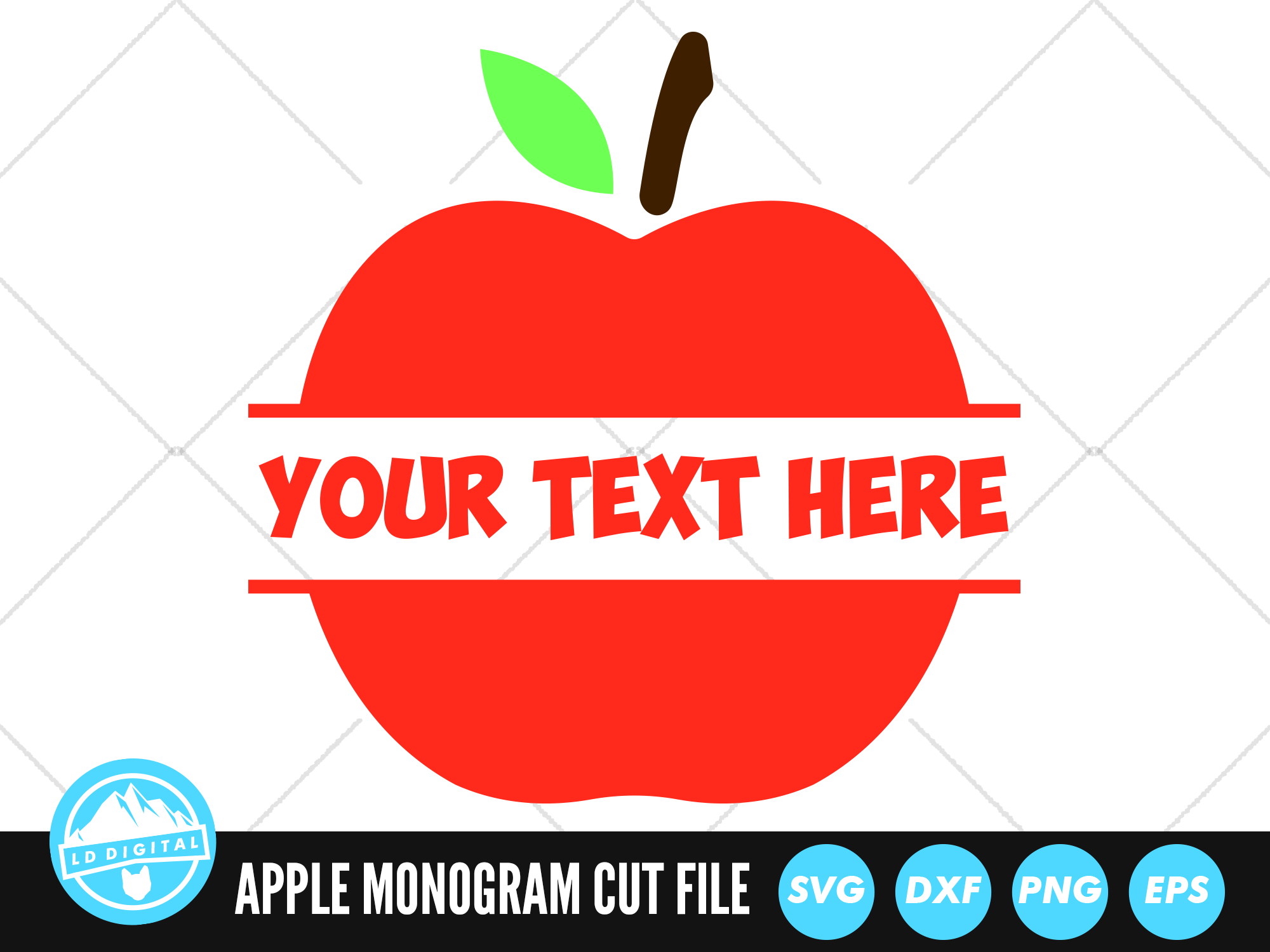 Red Apple Svg, Fruit Svg, Apple Monogram Svg, Apple Png, Apple Vector,  Apple Clip art. Cut file for Cricut, Silhouette, Pdf Png Eps Dxf.