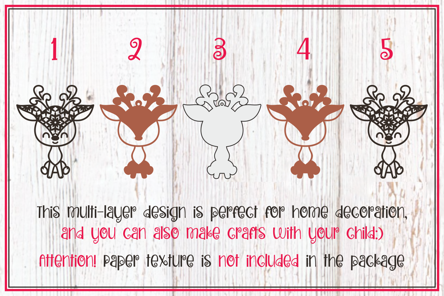Download Cute deer. 3d layered Christmas ornament SVG for kids By ...