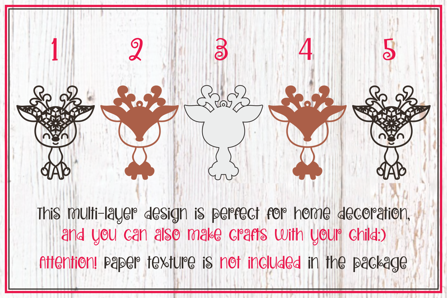 Download Cute deer. 3d layered Christmas ornament SVG for kids By Olga Belova | TheHungryJPEG.com