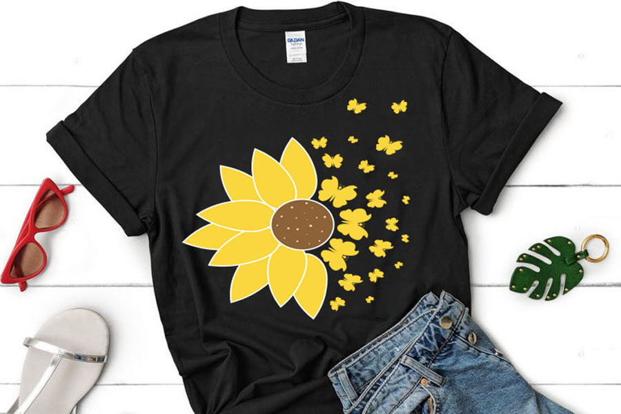 Sunflower Butterfly SVG, Sunflower clipart, Sunflower cut file, Sunflo ...