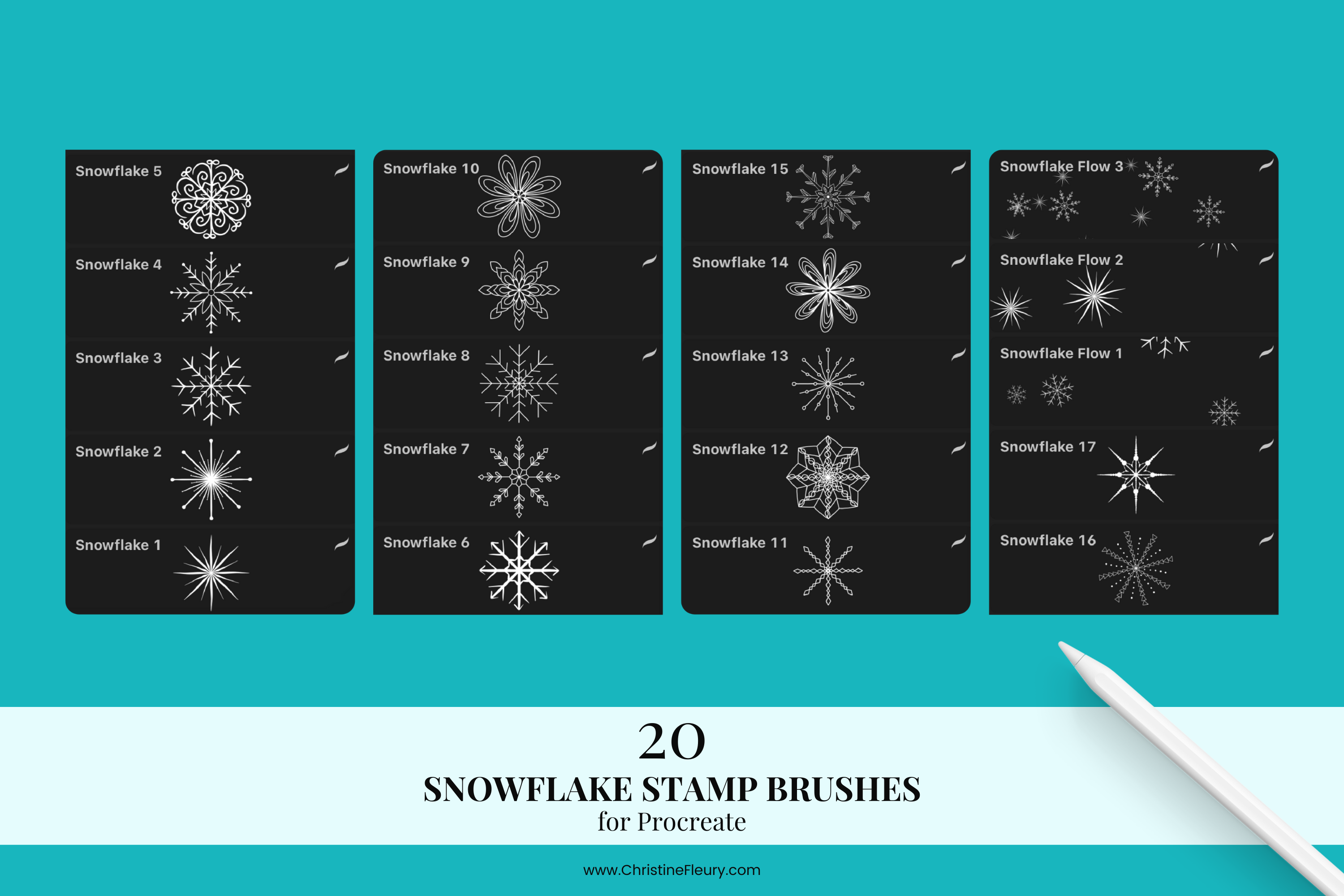 Procreate Brush stamp, Snowflake Stamps