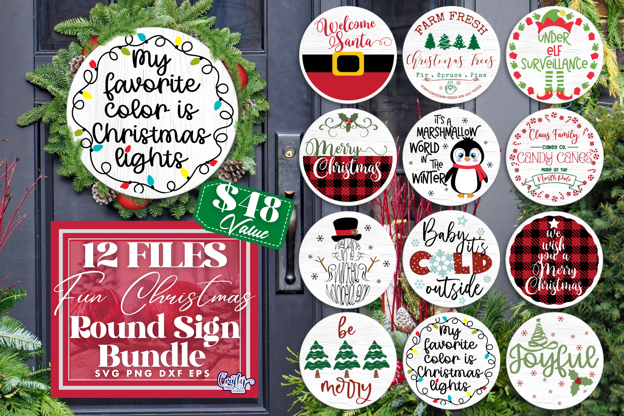 Christmas Svg Bundle, Merry Christmas, Round Sign Christmas By