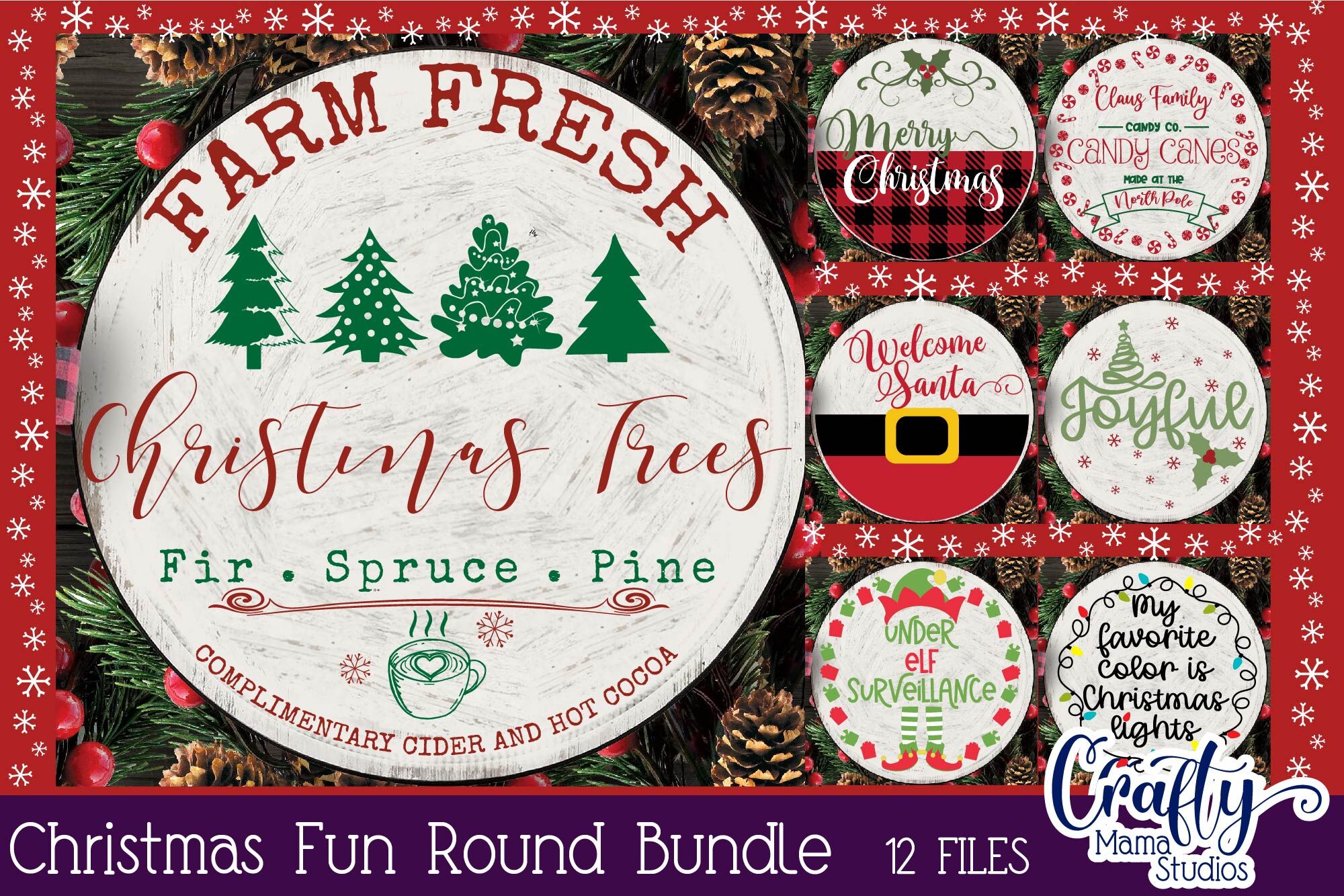 Christmas Svg Bundle, Merry Christmas, Round Sign Christmas By Crafty