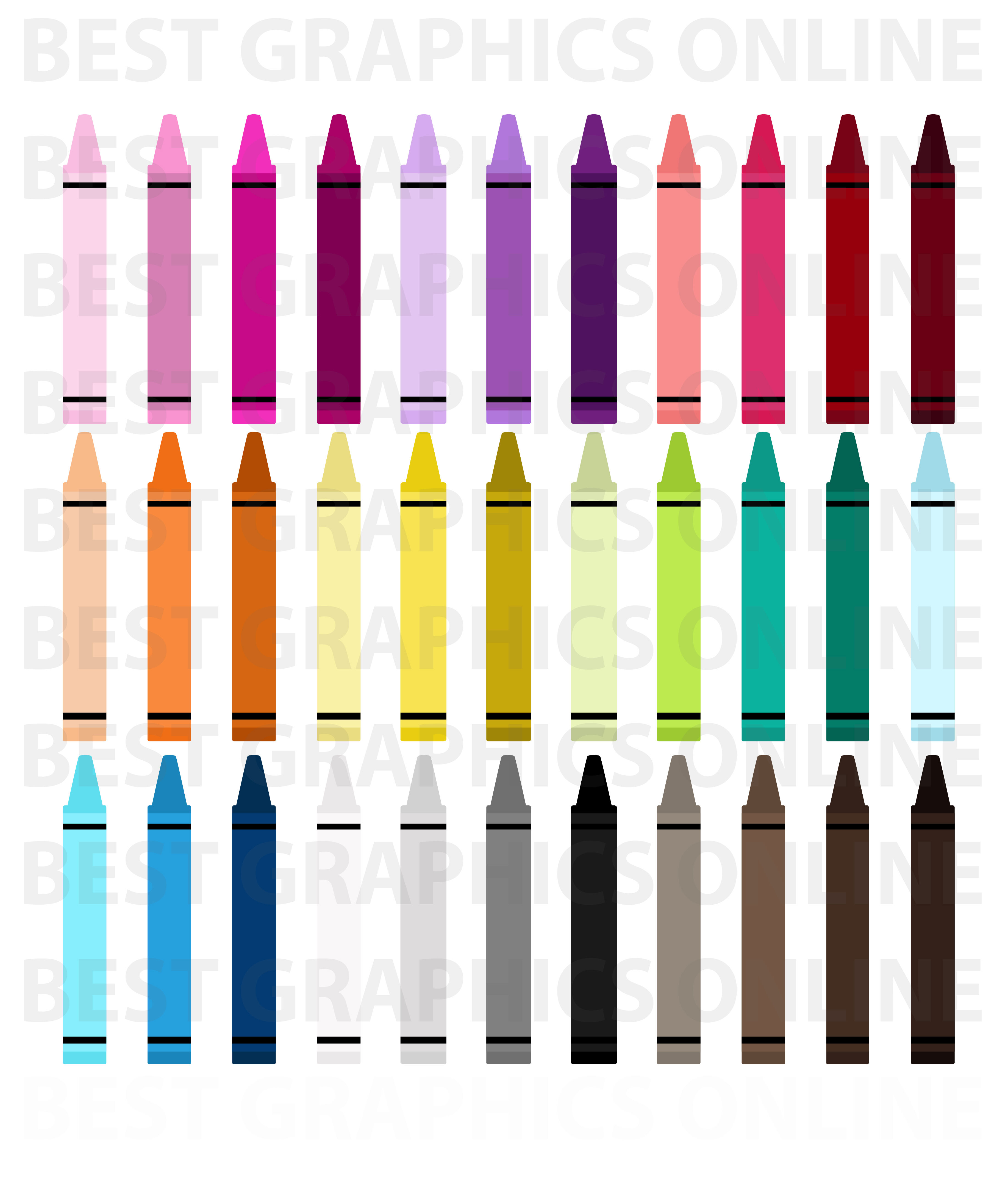 Download Colorful Crayons Clipart Bright Colors By Best Graphics Online Thehungryjpeg Com