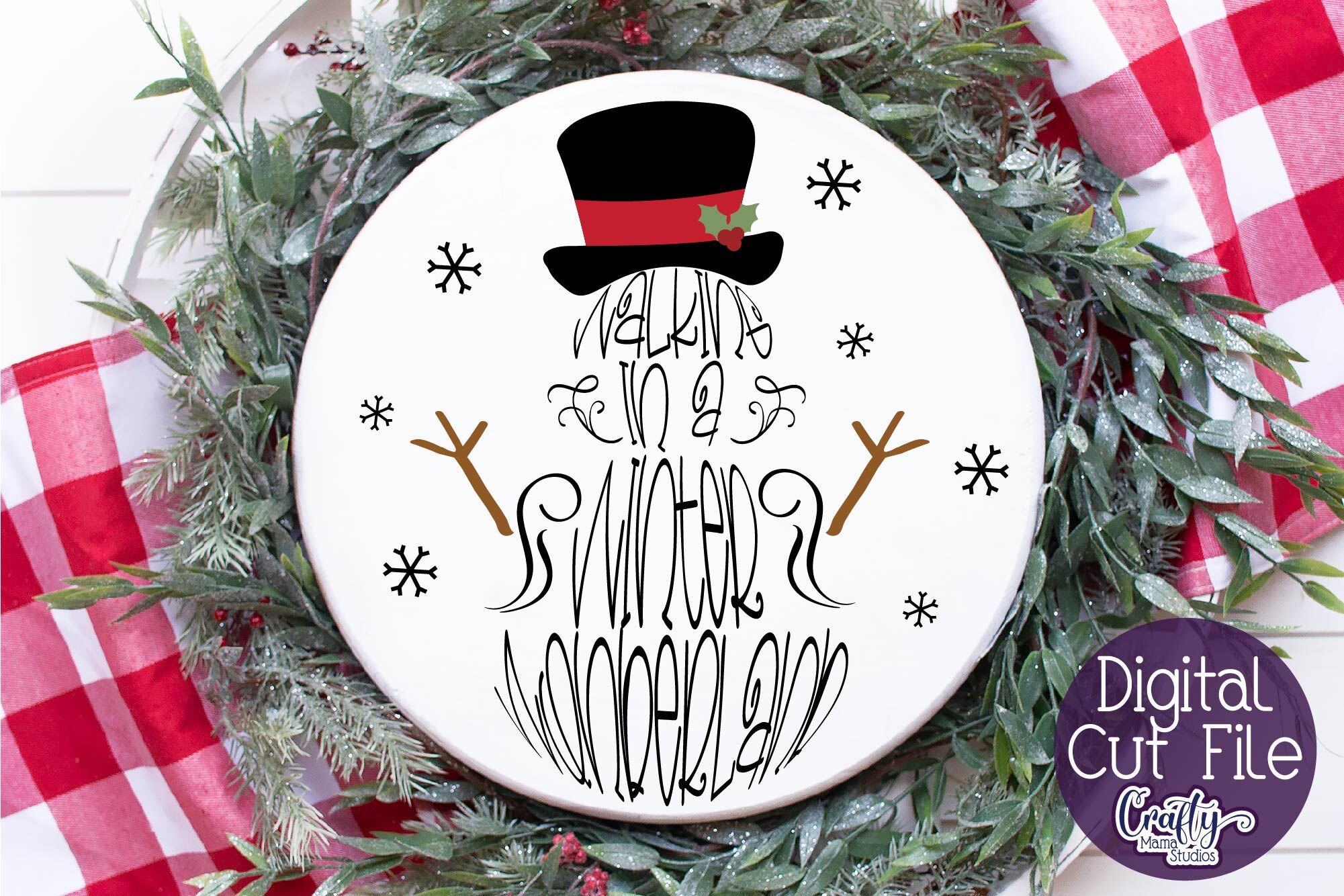 Download Christmas Svg Walking In A Winter Wonderland Svg Round Svg By Crafty Mama Studios Thehungryjpeg Com